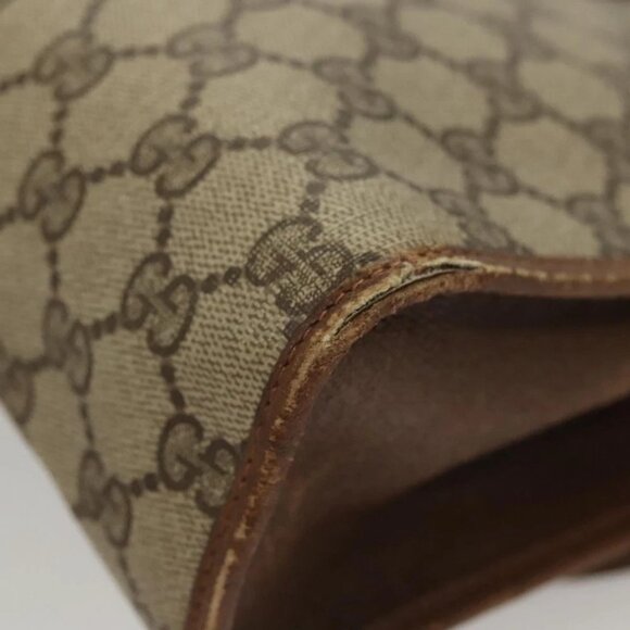 GUCCI GG Supreme Web Sherry Line Clutch Bag PVC Beige - Picture 8 of 15